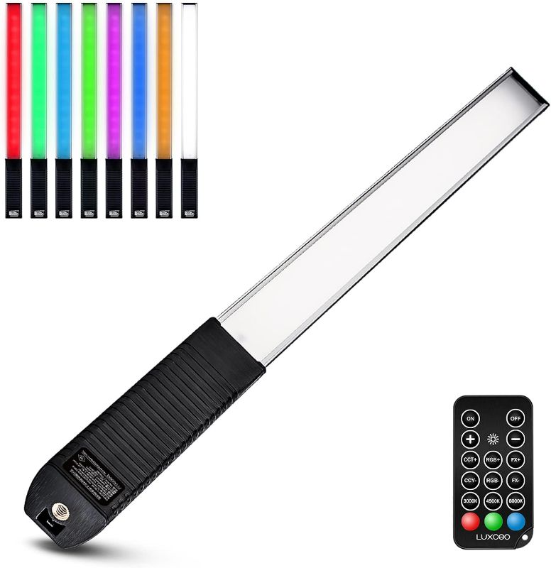 Photo 1 of Portable LED Photography Light Wand, LUXCEO Handheld LED Video Light 1000 Lumens CRI 95+ USB Rechargeable with Remote Control, Carry Bag, Adjustable Color Temperature 3000K-6000K and 36 Colors
