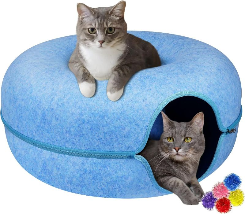 Photo 1 of MAMI&BABI Cat Cave for Indoor Cats, Cat Donut Cat Tunnel Bed, Scratch Resistant Cat Toys for Medium Large Cats up to 30 lbs
