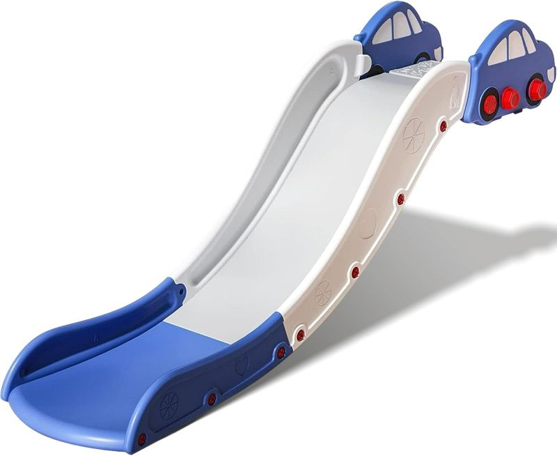 Photo 1 of Kids Slide for Bed Couch Sofa Stairs Extended Widened Toddler Slide Plastic Indoor Slide Toy Easy to Assemble Store Car Blue Plus
