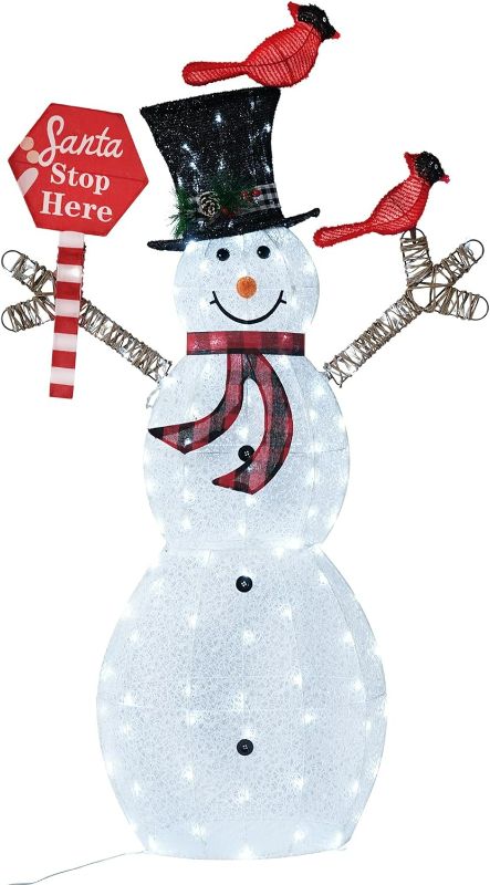 Photo 1 of Yumhum 55 Inch 130 Led Lighted Snowman Christmas Decorations Outdoor, 8 Twinkle Modes Plug in Chrismas Snowman Sign for Garden Yard Front Door Outside Decor
