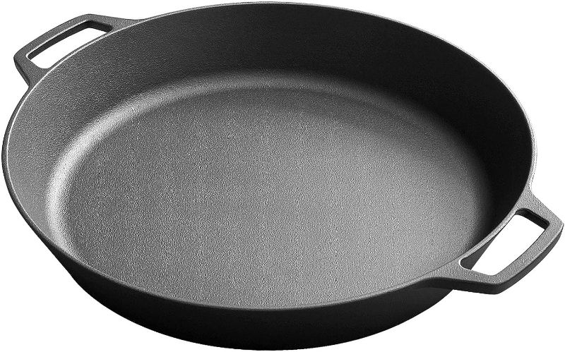 Photo 1 of EDGING CASTING Pre-Seasoned Cast Iron Skillet, Large 15" Dual Handle Frying Pan for Bread, Baking,Pizza, Outdoor Cooking, Camping, Grill, Stovetop, Oven Safe Cookware