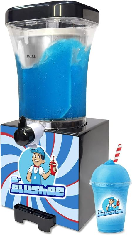 Photo 1 of Mr Slushee Home-use Slushie Machine, New and Improved Countertop Slushy Maker for Kitchen, 34 fl oz, Ice Cold Frozen Slush Drink, Slushy Cup, Turns Your Favorite Sodas into Slushies.