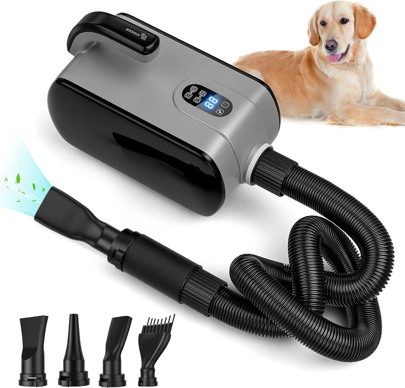 Photo 1 of Kidken Dog Dryer,3800W Dog Hair Dryer with LED Display,High Velocity Professional Pet Hair Dryer with Adjustable Speed and Temperature Control Dog Blow Dryer,Dog Blower Grooming Dryer with 4 Nozzles