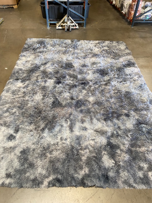 Photo 3 of Romby 9x12 Area Rugs for Living Room, Large Shag Bedroom Carpet, Tie-Dyed Grey&White Big Indoor Thick Soft Nursery Rug, Fluffy Carpets