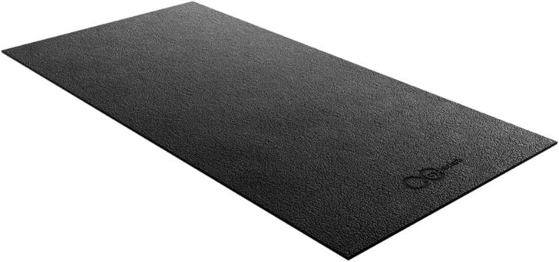 Photo 1 of Cycleclub Bike Mat Compatible with Peloton Bike Elliptical Treadmill Mat, 6mm Thick, Under Exercise Bike Trainer Mat Pad for Stationary Indoor Spin Bike,Hardwood Floor Carpet Black Gym Equipment Mat
