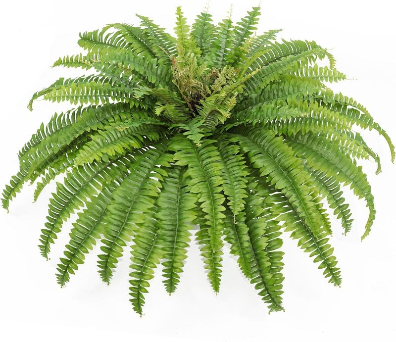 Photo 1 of Galebeiren Artificial Ferns for Outdoors & Indoors, 45" Large Faux Ferns 57 Fronds Fake Boston Fern Plant for Planter Garden Porch