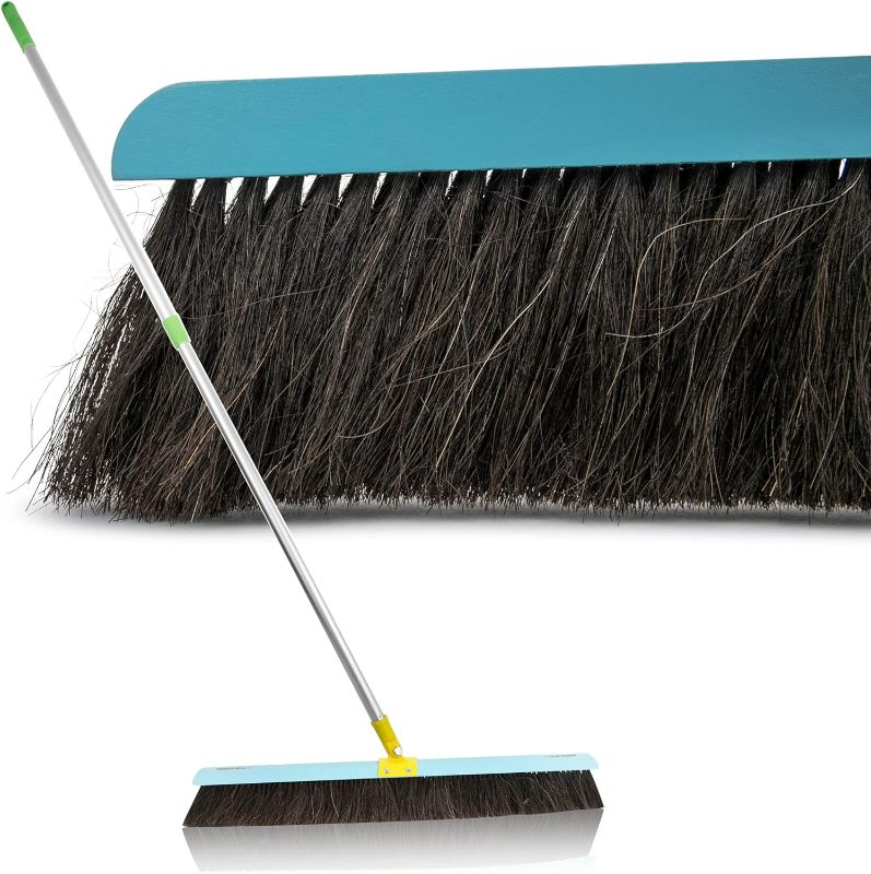 Photo 1 of 100% Natural Horsehair Broom. Light & Easy Sweeping. 2 feet Wide, Swiveling Broom Head. Aluminum Rod.