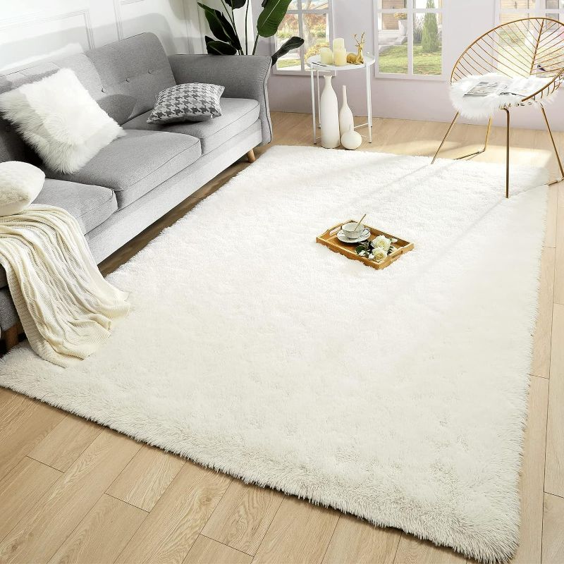 Photo 1 of Soft Fluffy Large Shaggy Rug for Bedroom, Accent Floor Carpet 5x8 Feet