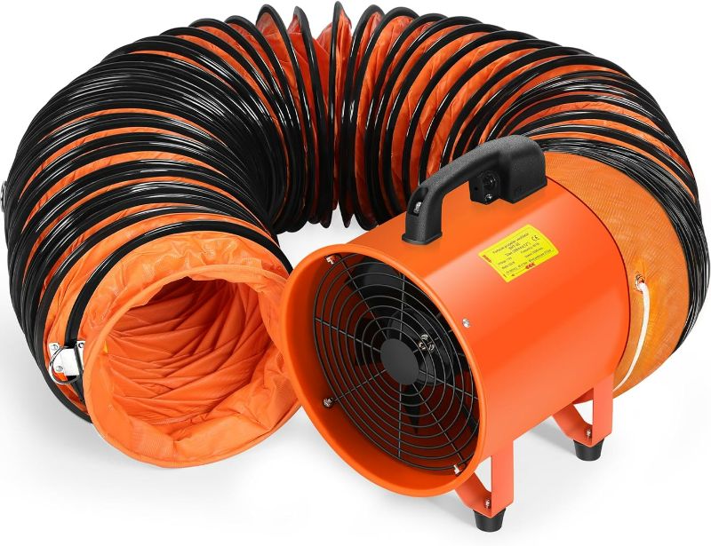 Photo 1 of 12 Inches Utility Blower/Exhaust with 32.8 FT Hose Fan, 3300 r/min High Velocity Low Noise Extraction and Ventilation Fan with Duct Hose