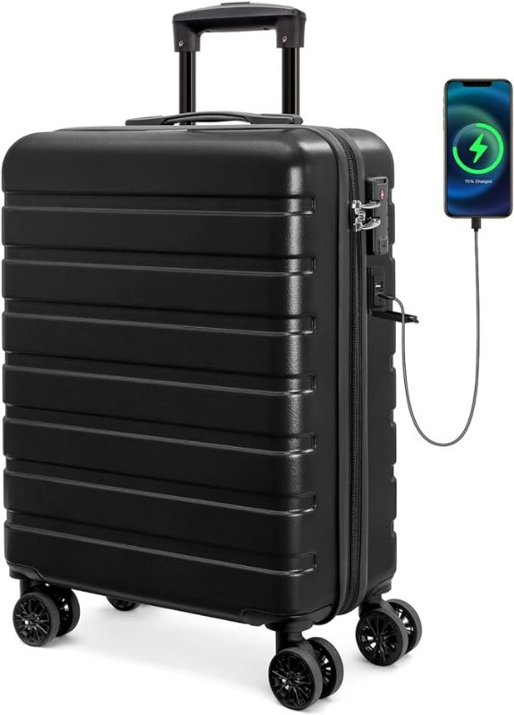 Photo 1 of AnyZip Carry On Luggage 21" Hardside PC ABS Lightweight USB Suitcase with Wheels TSA Lock