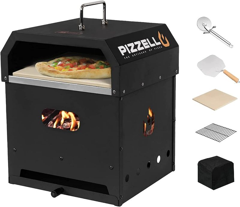 Photo 1 of Outdoor Pizza Oven 4 in 1 Wood Fired 2-Layer Detachable Outside Ovens With Pizza Stone, Pizza Peel, Cover, Cooking Grill Grate