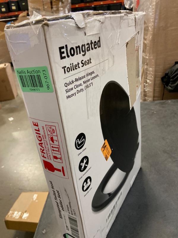 Photo 3 of Toilet Seat Elongated, Quick-Release Hinges, Slow-Close, Easy to Clean, Heavy Duty, 6 Anti-Slip Devices Never Loosen, Environmentally Friendly Materials, Black 18.5"