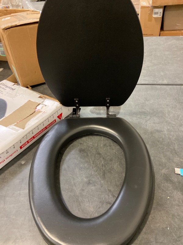 Photo 1 of Toilet Seat Elongated, Quick-Release Hinges, Slow-Close, Easy to Clean, Heavy Duty, 6 Anti-Slip Devices Never Loosen, Environmentally Friendly Materials, Black 18.5"