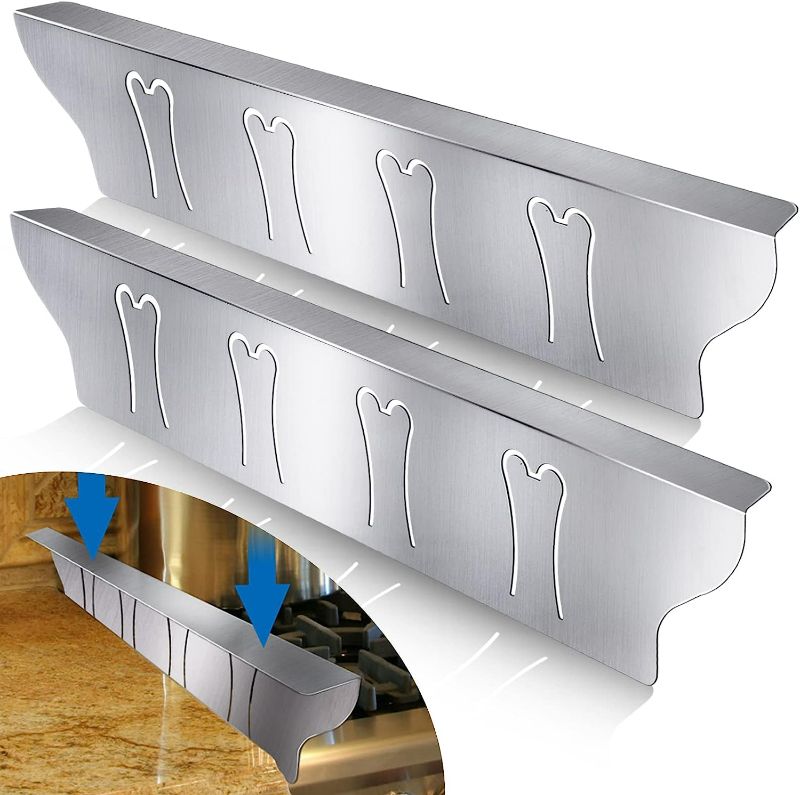 Photo 1 of Stove Gap Covers 23.5inch - Stainless Steel, Kitchen Stove Counter Gap Cover Range Filler, Heat Resistant & Easy to Clean Gap Filler, Gaps Between Oven Kitchen and Counter Trim Kit for Stove Countertop (2 pcs)