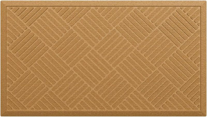 Photo 1 of  Premium All Season Door Mat with Non-Slip Rubber Backing - Weather, Stain, and Fade Resistant - Dirt & Moisture Trapping - 17 x 30 Door Mat Outside Entrance - Diamond - Light Brown