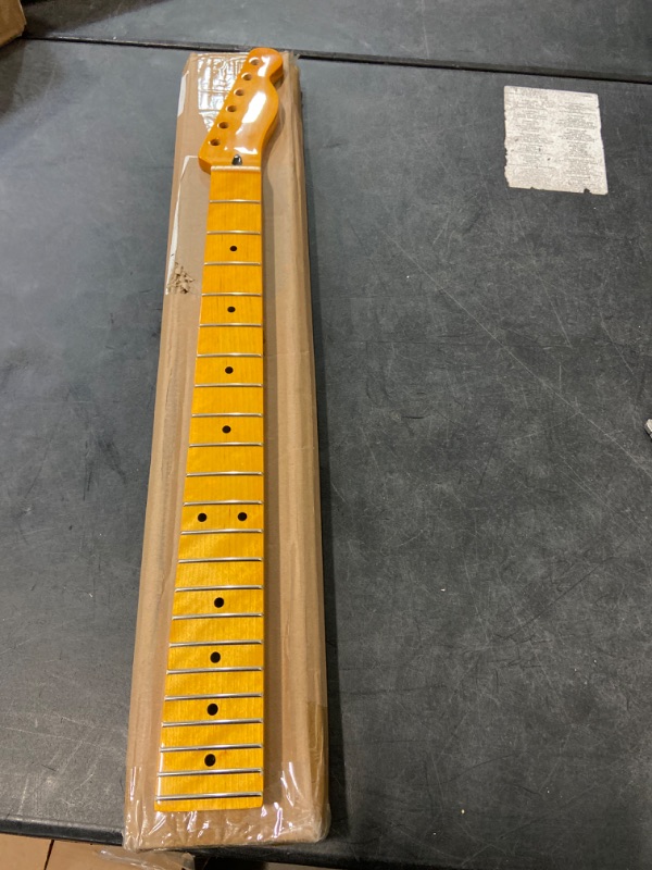Photo 2 of WEAQEN LAWV Matte Yellow Electric Guitar Neck Replacement DIY Guitar Parts 22 Frets Maple Fretboard Bolt On for Electronic Guitar Lovers