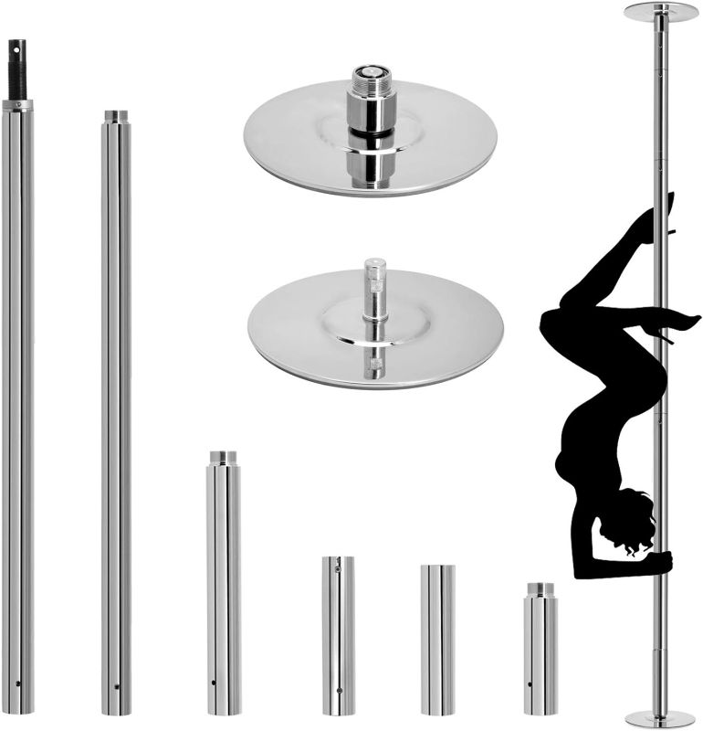 Photo 2 of OFCOSO Professional Stripper Pole 45mm Spinning Dancing Pole with Adjustable Height 9.2FT Removable Dance Pole Kit for Exercise