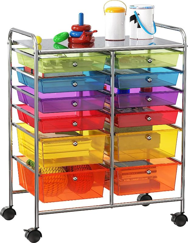 Photo 1 of SimpleHouseware 12-Drawers Rolling Storage Cart, Multicolor