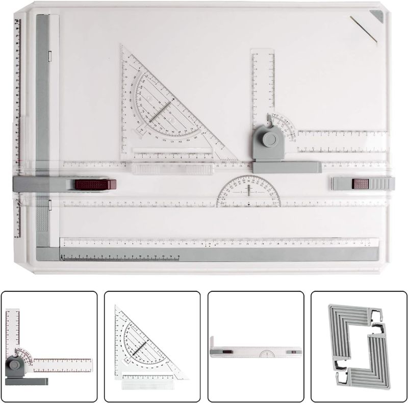 Photo 1 of JILoffice A3 Drawing Board, Lightweight Multi-Funtion Drafting Table with Adjustable Measuring System Angle