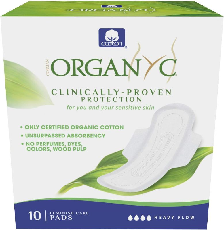 Photo 1 of ORGANYC Hypoallergenic 100% Organic Cotton Pads Night Wings, 10-count Boxes (Pack of 2)