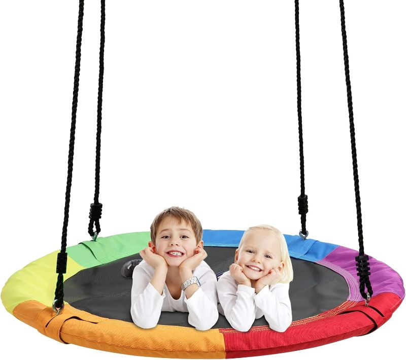 Photo 1 of Tree Swings for Kids Outdoor, 40 Inch Diameter 600lb Weight & Adjustable Hanging Ropes Tree Swings, Great for Playground Swing, Backyard and Playroom(6 Colors)