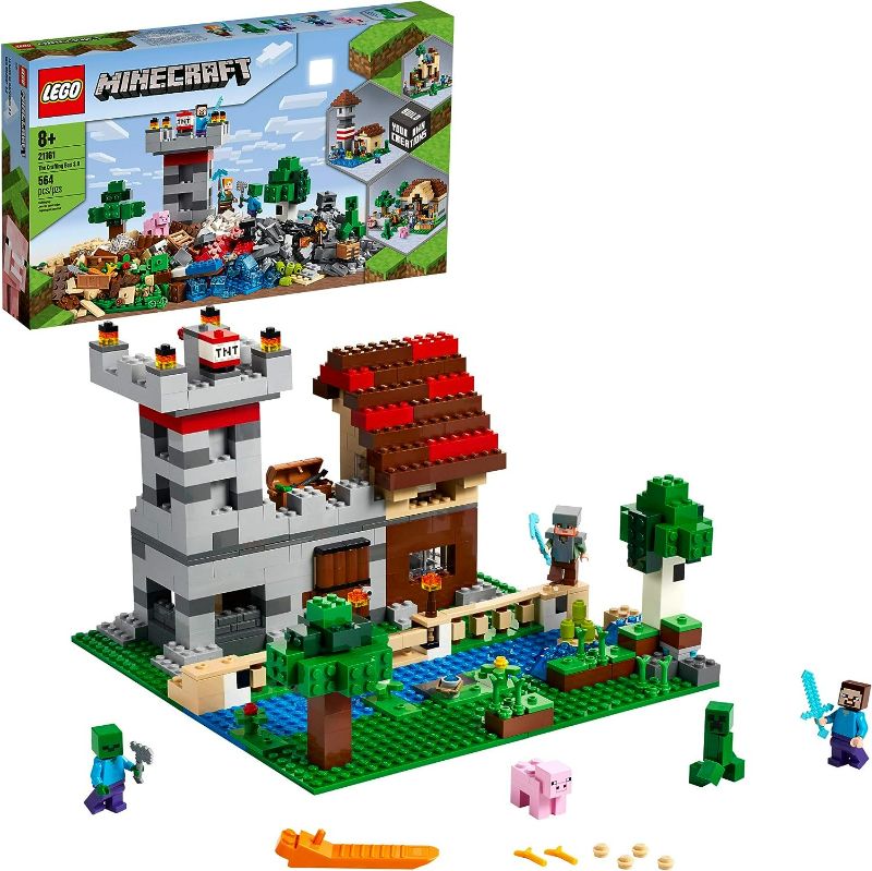 Photo 1 of LEGO Minecraft The Crafting Box 3.0 21161 Minecraft Brick Construction Toy and Minifigures, Castle and Farm Building Set, Great Gift for Minecraft Players Aged 8 and up (564 Pieces)