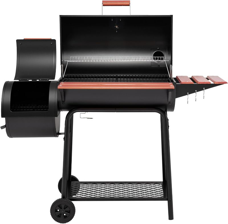Photo 1 of Royal Gourmet CC1830W 30 Barrel Charcoal Grill with Side Table, 627 Square Inches, Outdoor Backyard, Patio and Parties, Black
