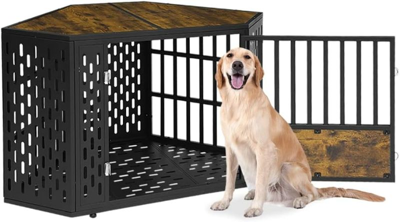 Photo 1 of  Furniture Corner Crate Wood Kennel Indoor as End Table Cage for Small/Medium/Large Dog for Limited Room Living Room Bedroom & Office