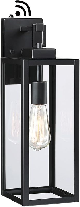 Photo 1 of Dusk to Dawn Outdoor Wall Lantern, 18 Inch Wall Lantern with Sensor, Outdoor Wall Sconce, Large Exterior Wall Lantern with Glass Shade, E26 Socket,1 Pack