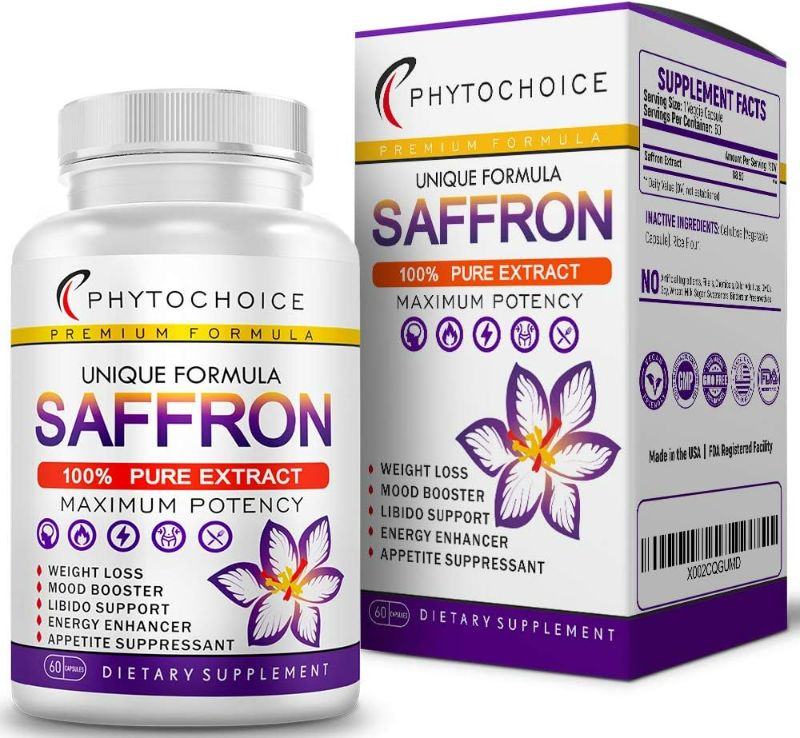 Photo 1 of Pure Saffron Extract Natural Appetite Suppressant Supplement for Appetite Control and Healthy Weight Management-Best Hunger Craving Suppressant Saffron Capsules for Weight Loss for Women and Men
