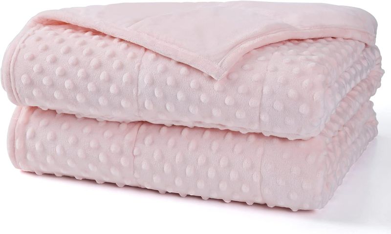 Photo 1 of Alomidds Weighted Blanket (48"x72",15lbs Twin Size - Pink), Weighted Blankets for Adults and Kids, Cooling Breathable Soft and Comfort Minky, Heavy Blanket Microfiber Material with Glass Beads
