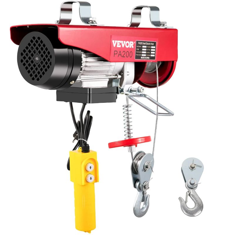 Photo 1 of VEVOR Electric Hoist Lift 440LBS 200KG Overhead Electric Hoist 110V Electric Wire Hoist Remote Control Garage Auto Shop Overhead Lift
