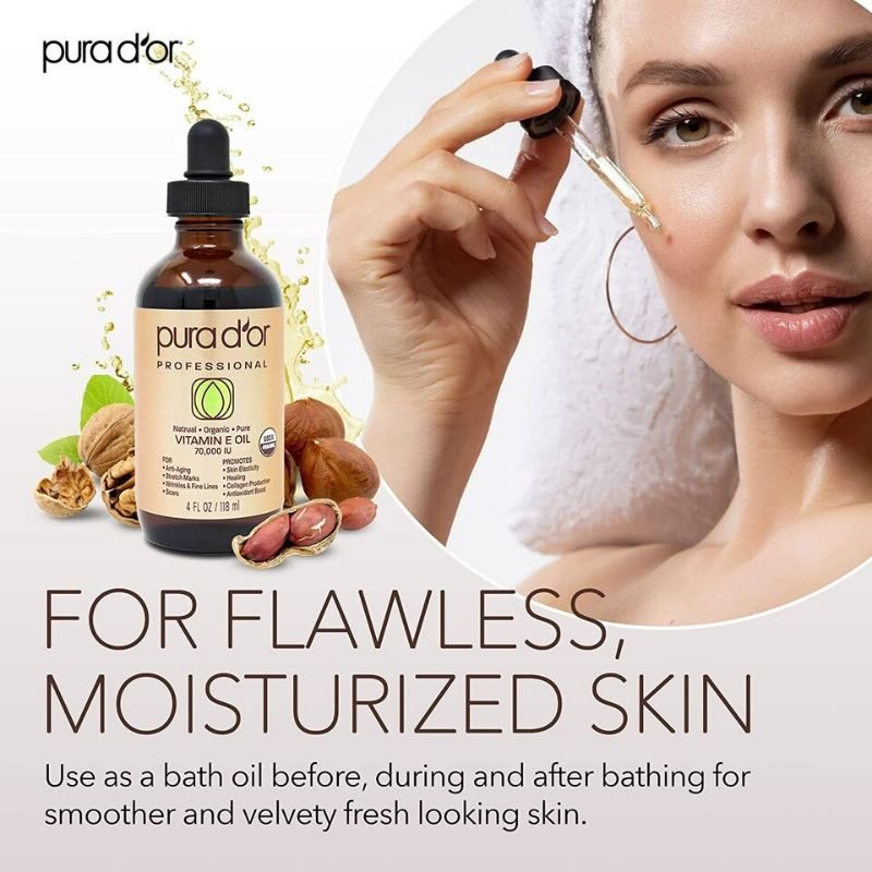 Photo 1 of PURA D'OR Organic Vitamin E Oil 100% Pure Natural USDA Organic For Skin Face
