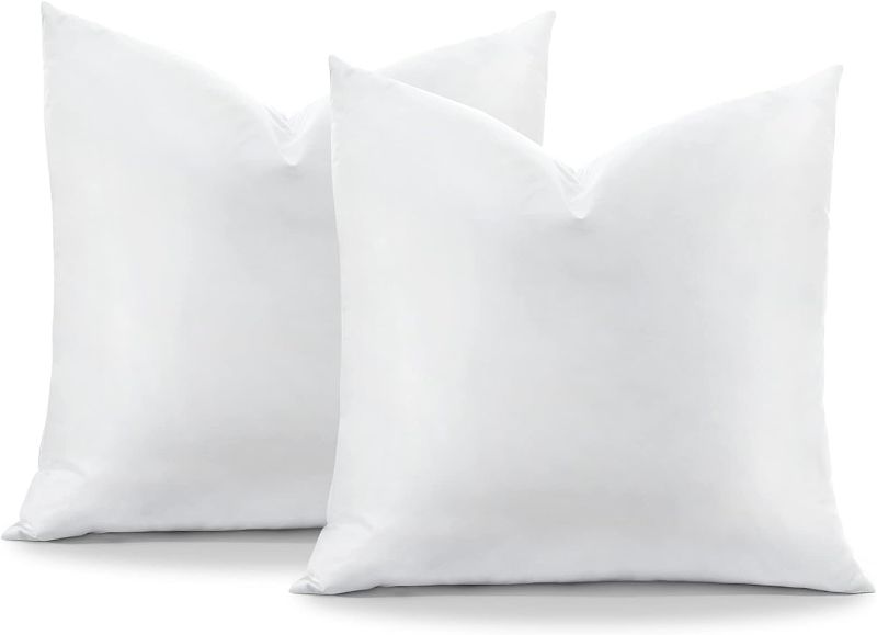 Photo 1 of OTOSTAR Pack of 2 Down and Feather Throw Pillow Inserts, 24 x 24 Soft Fluffy Square Pillow Inserts with 100% Cotton Cover Decorative Pillows for Sofa Couch Bed-White
