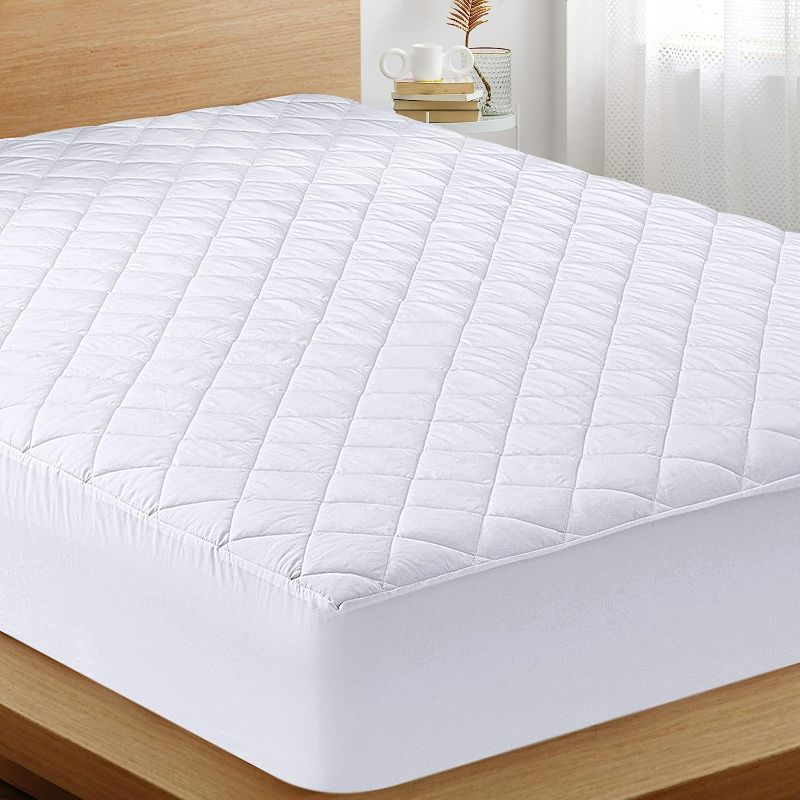 Photo 1 of Utopia Bedding Quilted Fitted Mattress Pad (King) - Elastic Fitted Mattress Protector - Mattress Cover Stretches up to 16 Inches Deep - Machine Washable Mattress Topper
