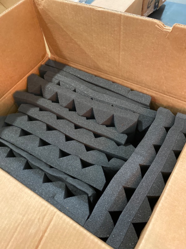 Photo 2 of Acoustic Panels - 12 Pack Set 12x12x2 Inches Black Pyramid Acoustic Foam, Fire-Proofed Soundproof Wall Panels, 25kg/cbm Sound Proof Foam Panels ? Sound Panels for Recording Studio and Music Room
