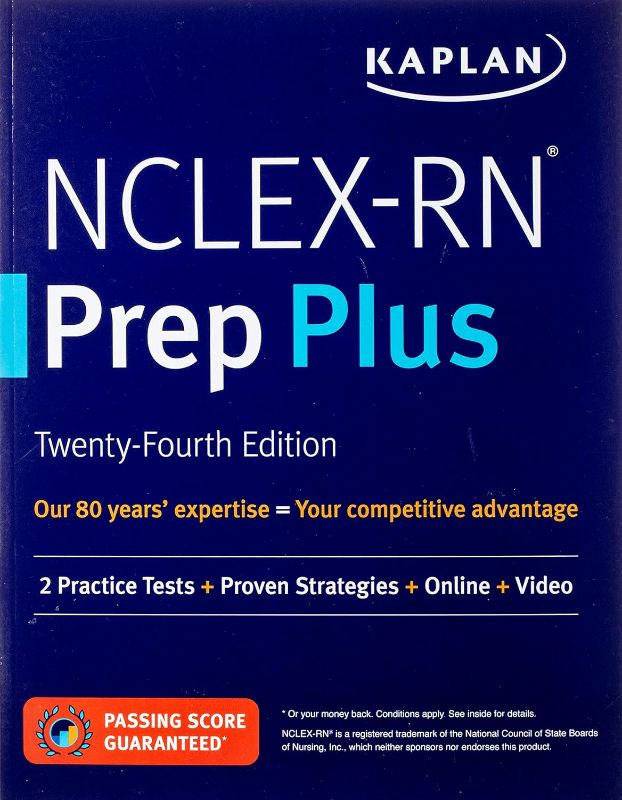 Photo 1 of NCLEX-RN Prep Plus: 2 Practice Tests + Proven Strategies + Online + Video (Kaplan Test Prep) Twenty fourth Edition
