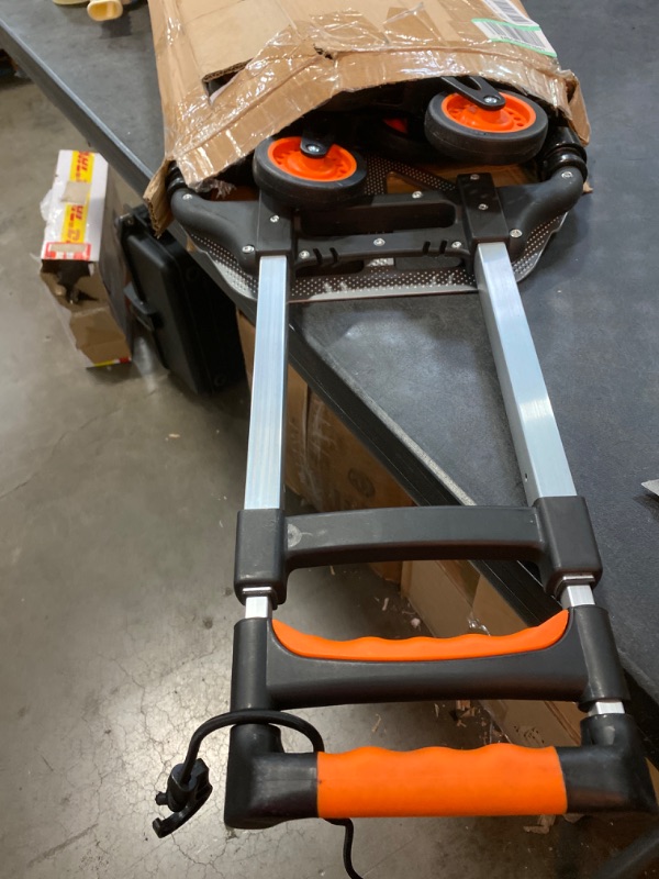 Photo 2 of Stair Climbing cart Dolly Extended Handle by Teprovo,Aluminum Foldable Hand Truck Moving, Flat Floor Load capacity176 lb, Stair Climbing Dolly Load110 lb, Portable Trolley cart with Wheels Orange