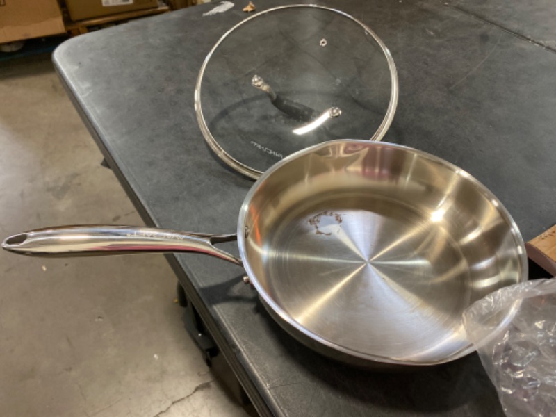 Photo 2 of AVACRAFT 18/10 10 Inch Stainless Steel Frying Pan with Lid, Side Spouts, Induction Pan, Versatile Stainless Steel Skillet, Fry Pan in our Pots and Pans, Cooking Pan(Stainless Steel, 10 Inch) Stainless Steel 10 Inch Stainless Steel