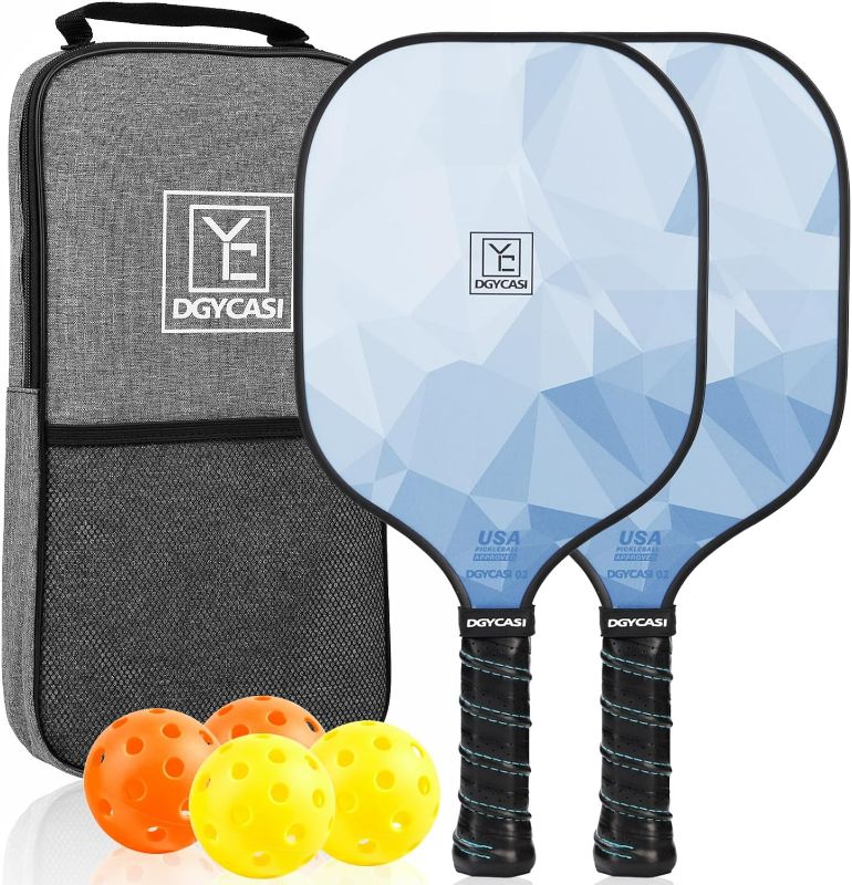 Photo 1 of Pickleball Paddles Set of 2, 2024 USAPA Approved, Carbon Fiber Surface (CHS), Polypropylene Honeycomb Core, Anti-Slip Sweat-Absorbing Grip, 4 Pickleball, Portable Carry Bag
