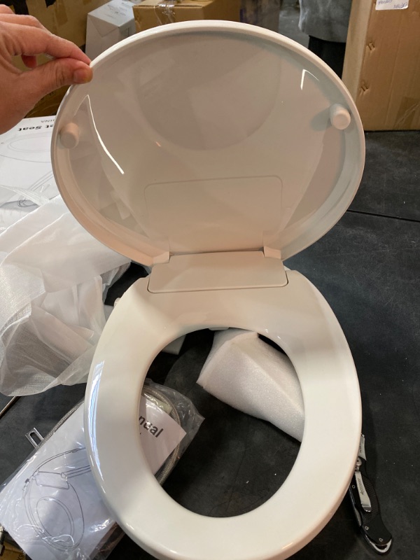 Photo 2 of Bidet Toilet Seat Elongated Manual Non Electric Bidet with Dual Spray Nozzle Bidet Seat with Side Control Knob and Soft Close Lid Bidet Attachment for Toilet
