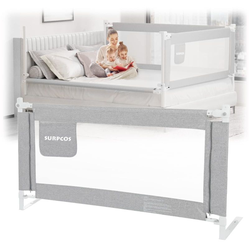 Photo 1 of SURPCOS Bed Rails for Toddlers -New Upgraded Extra Long Bed Guardrail for Kids Great Fit for Twin, Double, Full-Size Queen & King Mattress, One Side 53.93" x 30" Grey 53.93in NEW