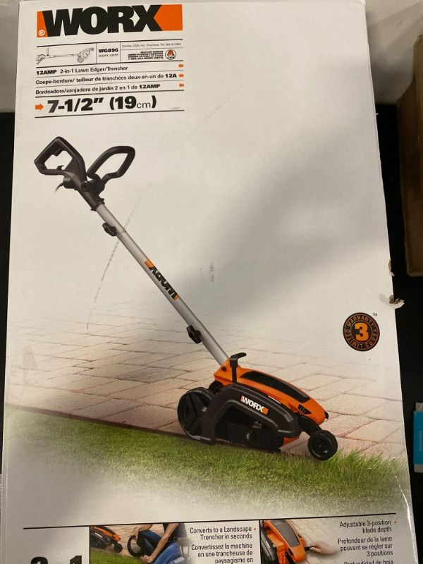Photo 3 of Worx Edger Lawn Tool, Electric Lawn Edger 12 Amp 7.5", Grass Edger & Trencher WG896
