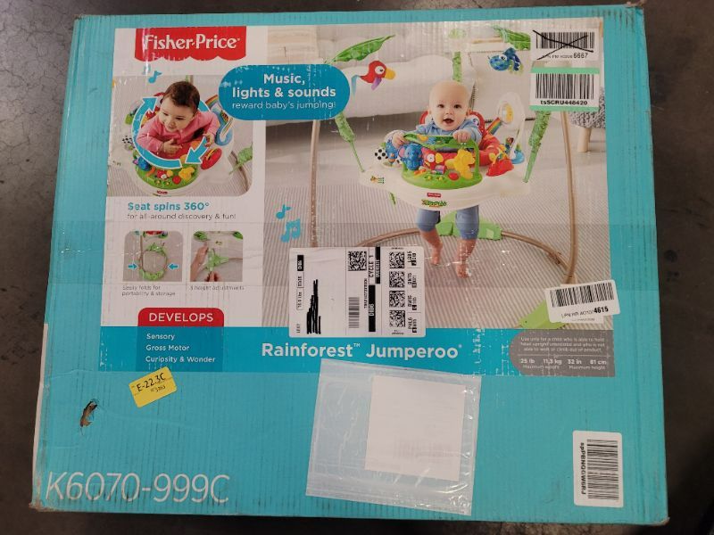 Photo 3 of Fisher-Price Baby Bouncer Rainforest Jumperoo Activity Center with Music Lights Sounds and Developmental Toys