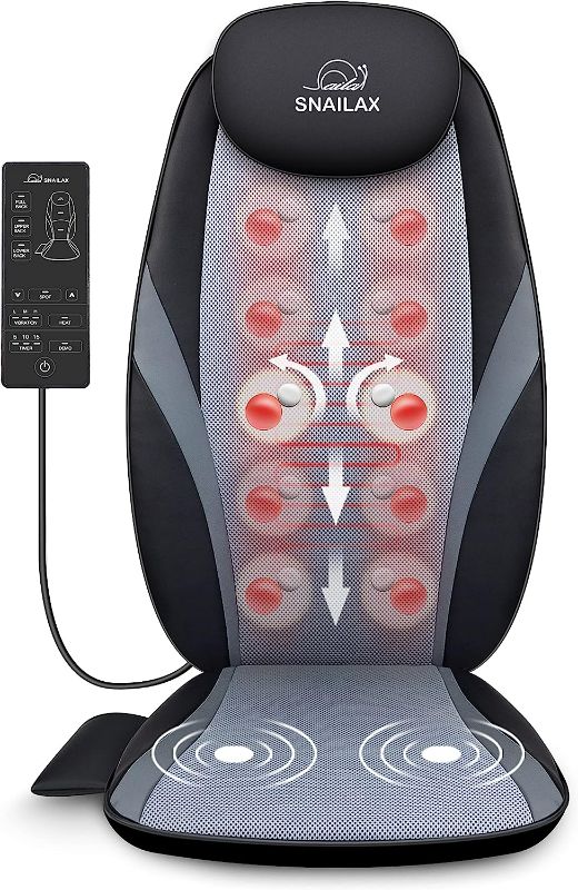 Photo 1 of Snailax Shiatsu Massage Cushion with Heat Massage Chair Pad Kneading Back Massager for Home Office Seat use
