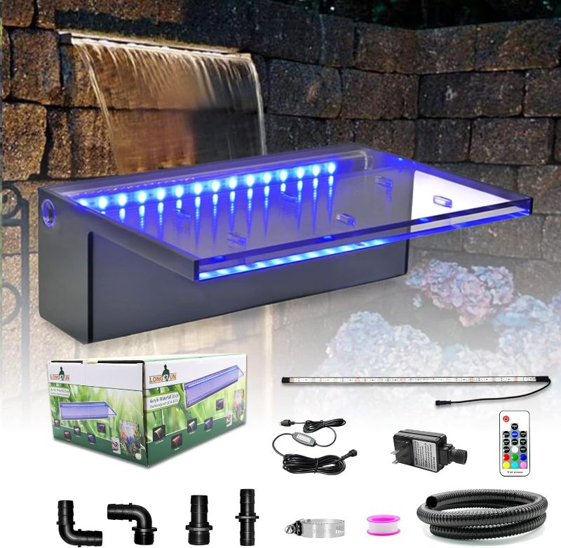 Photo 1 of LONGRUN Waterfall Spillway Multi-Color LED Light Outdoor Pool Fountain, Acrylic Water Spillway Koi Pond Waterfalls Fountains Kit for Garden Patio Swimming Pool Koi Ponds 