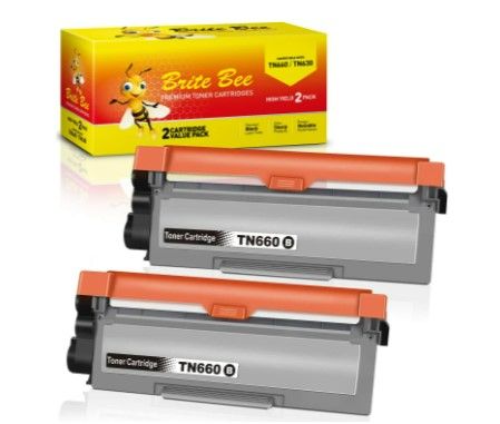 Photo 1 of Brite Bee Genuine High Yield Toner Cartridge for Brother TN660 & TN630, Replacement Black Toner, Page Yield Up to 2,600 Pages (2-Pack)
