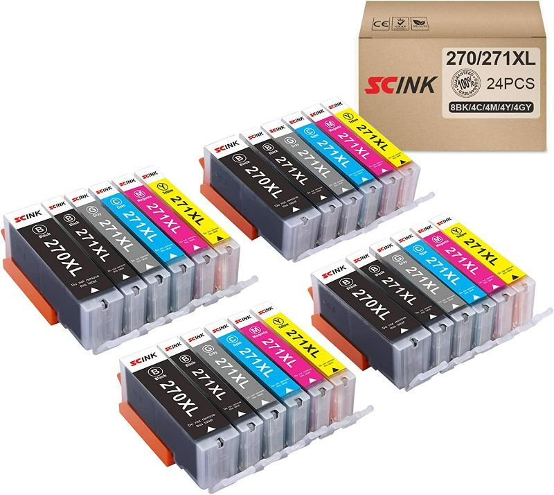 Photo 1 of SCINK 270XL 271XL 270 271 XL Ink Cartridges 5 Color 4 Sets Without Gray, Work with Pixma MG6820 MG6821 MG6822 MG5720 MG5721 MG5722 MG7720 TS5020 TS6020 TS8020 TS9020 (20Pack)