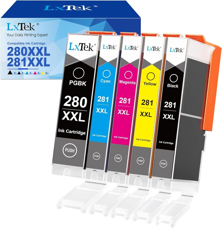 Photo 1 of Compatible Ink Cartridge Replacement for Canon PGI-280XXL CLI-281XXL PGI 280 XXL CLI 281 XXL to Compatible with TR8520 TS8322 TS9120 TS6220 TS9520 TS8220 TS9521C TS6120 TS8120 (5-Pack)