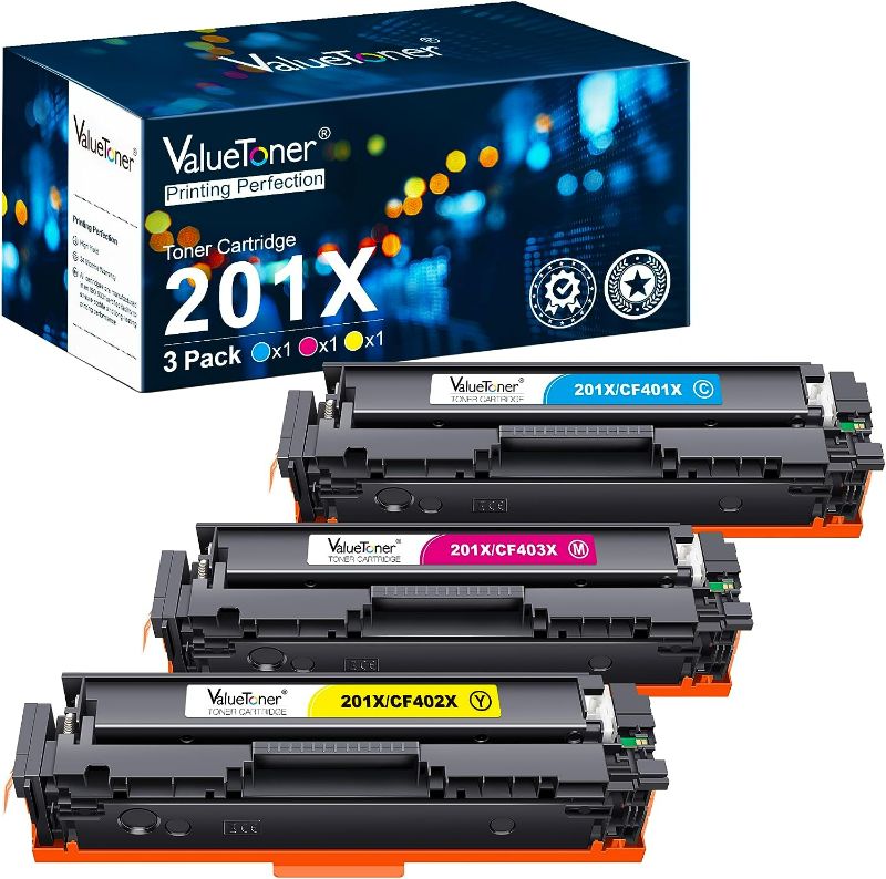 Photo 1 of Valuetoner Compatible Toner Cartridge, CF401X CF402X, CF403X, YELLOW, MAGENTA, CYAN